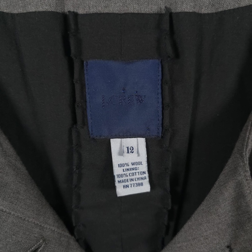 J. CREW 100%‎ WOOL Hidden Button Jacket Blazer Coquette Size 12 Charcoal Suiting - Picture 2 of 11